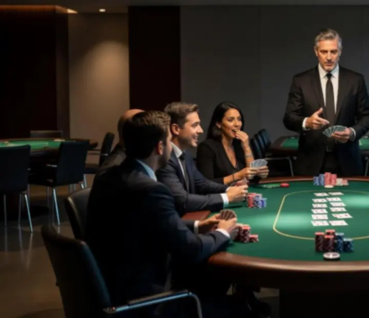 Pakiet Poker Night z turniejowym stołem pokerowym i prowadzeniem przez hosta