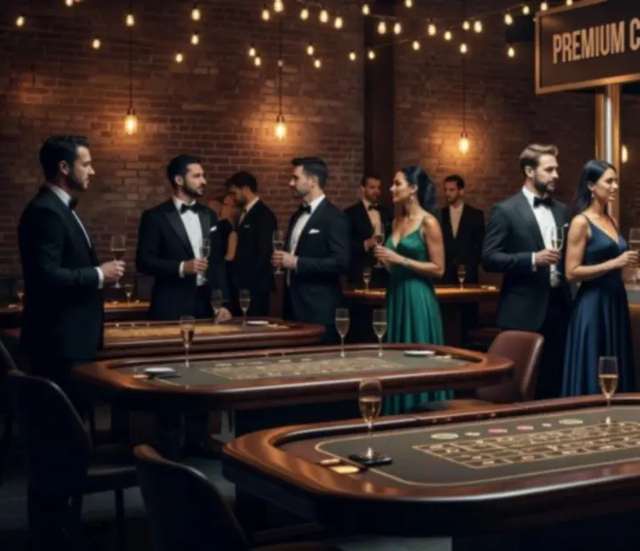 Pakiet Premium Experience z dekoracjami, stołami casino i stylizowanym drink barem