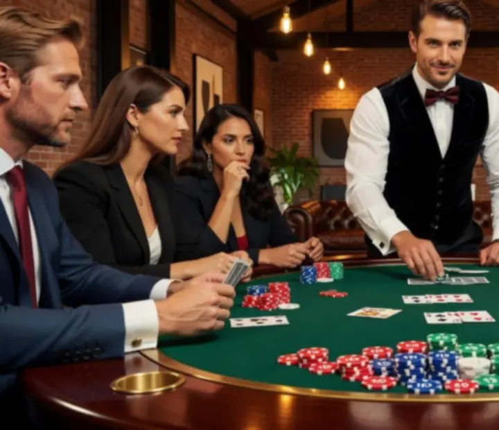 Akcja przy profesjonalnym stole pokerowym podczas eventu