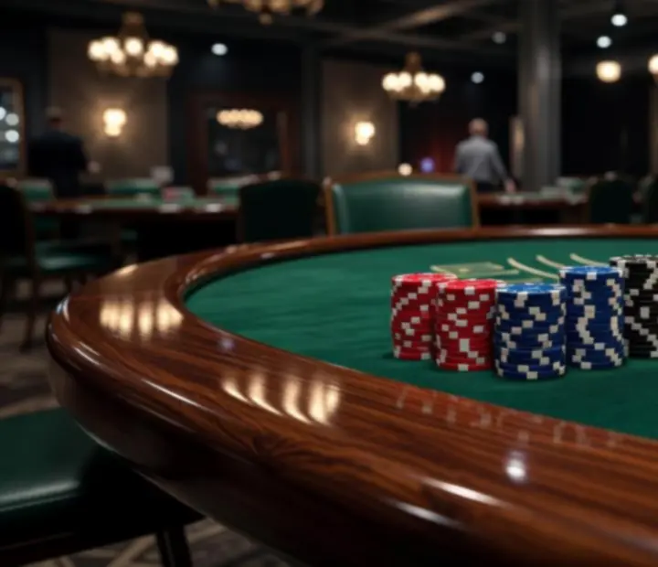 Profesjonalne stoły do pokera, ruletki i blackjacka oświetlone nastrojowym światłem